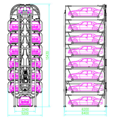 Sistem Parkir Rotary Vertikal Mekanis 8 Lapisan Sistem Parkir Pintar Rotary