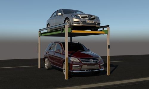 Desain tanpa balok Lift hidrolik empat kolom untuk parkir terbatas dan masalah jejak besar
