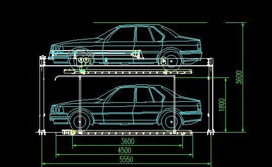 Desain tanpa balok Lift hidrolik empat kolom untuk parkir terbatas dan masalah jejak besar